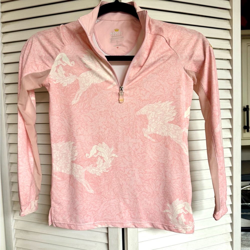 Pink Long Sleeve Kids Tee with Horse Print